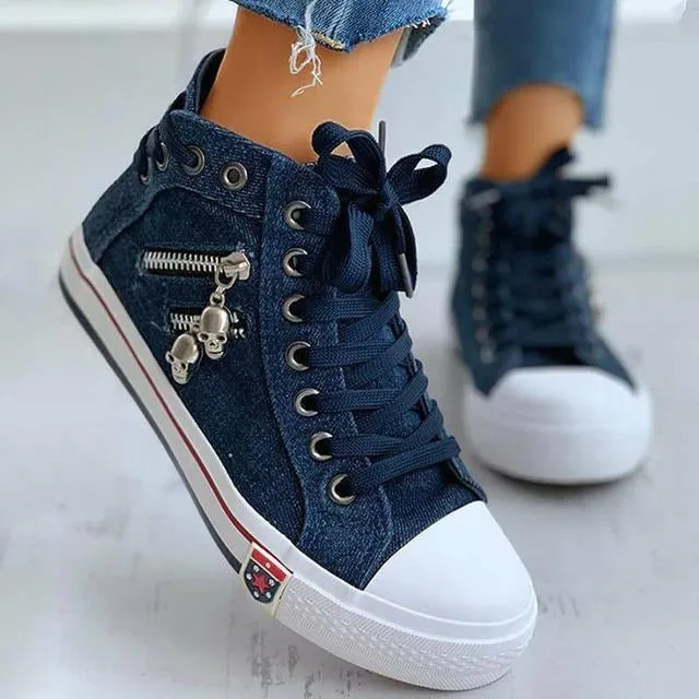 GS Denim Star | Elegante sneakers met veters en gummi zool voor dames