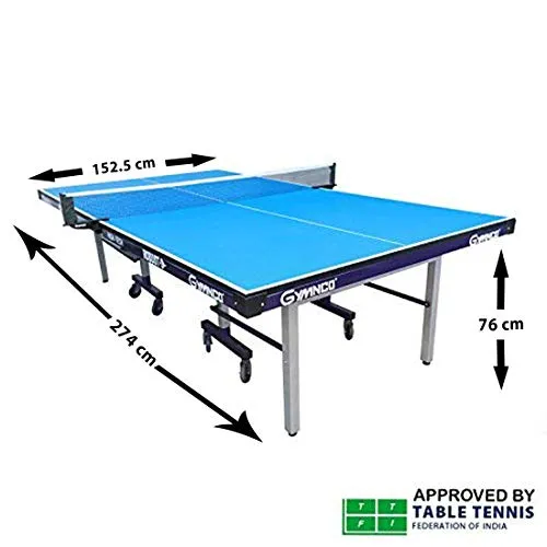 Gymnco Robust High Tech Table Tennis Table with 25 mm Top and 100 mm Stopper Wheel (Free TT Table Cover   2 TT Racket & Balls)