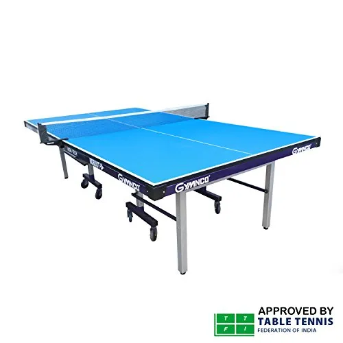 Gymnco Robust High Tech Table Tennis Table with 25 mm Top and 100 mm Stopper Wheel (Free TT Table Cover   2 TT Racket & Balls)
