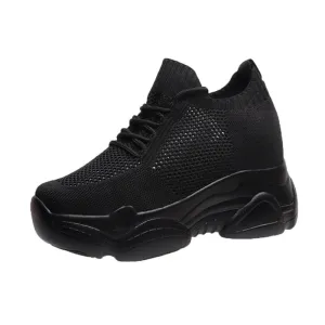Hidden Heels Platform Sneakers Women Breathable Air Mesh