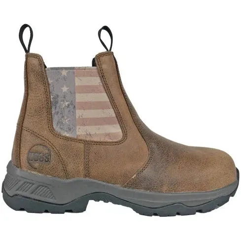 Hoss Men's Old Glory Composite Toe Slip Resistant Shoe - Brown 50411