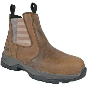 Hoss Men's Old Glory Composite Toe Slip Resistant Shoe - Brown 50411