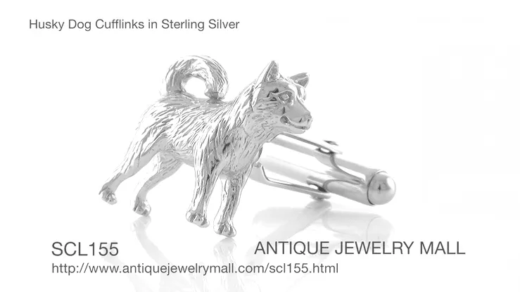 Husky Dog Cufflinks in Sterling Silver