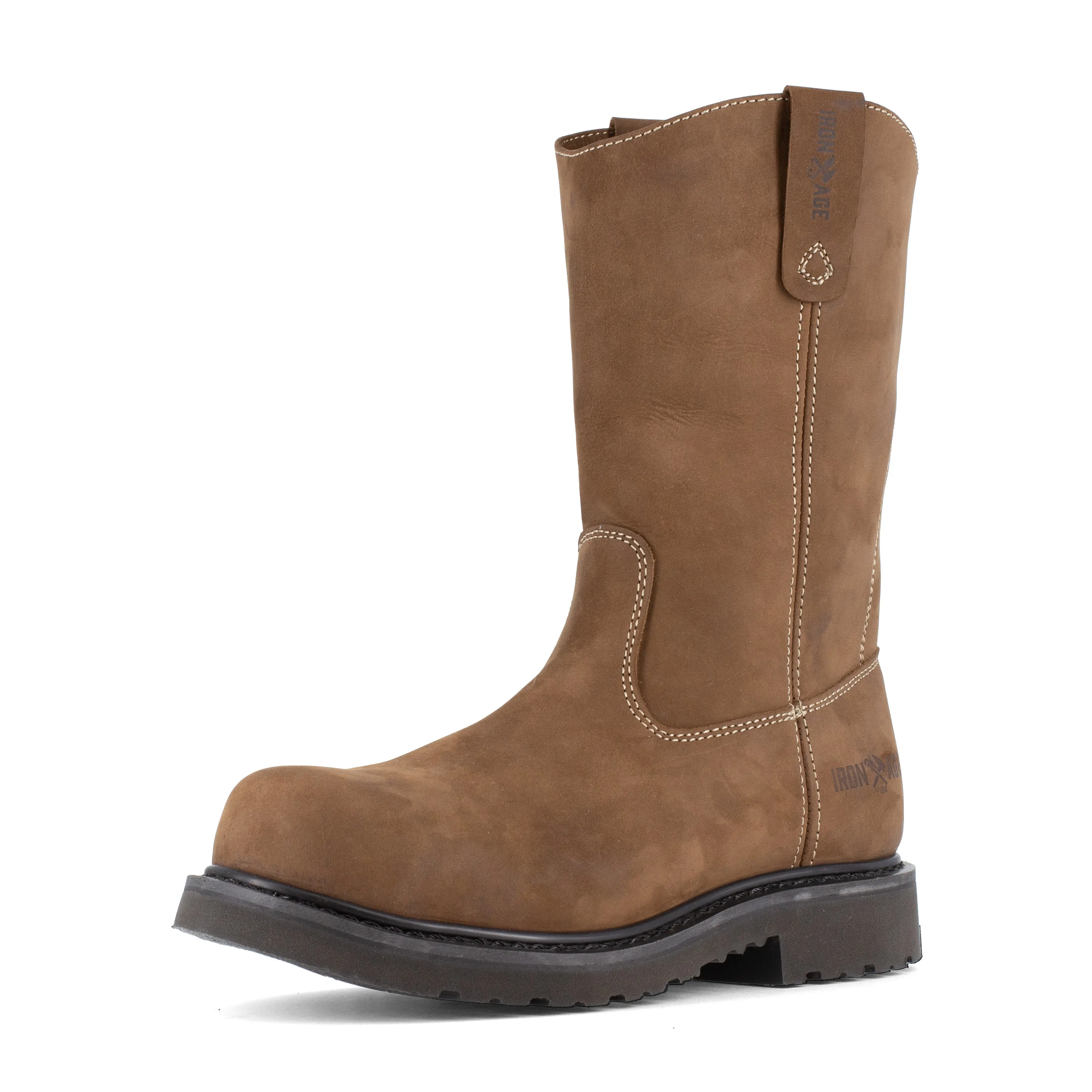Iron Age Men's Solidifier 11" Comp Toe Pull On Wellington Work Boot - Brown - IA5095