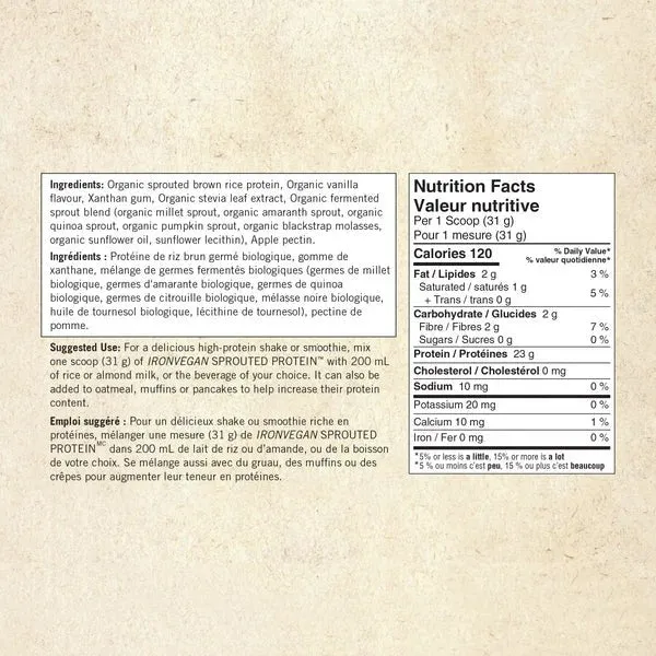 Iron Vegan Sprouted Protein - Natural Vanilla 500 Grams