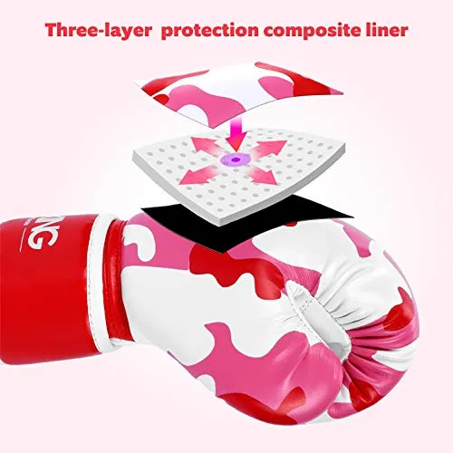 Kids Boxing Gloves, Boxing Gloves for Children 5-12 Youth Boys Girls Toddler PU Cartoon Sparring Training Boxing Gloves for Punching Bag, Kickboxing, Muay Thai, MMA (Red)