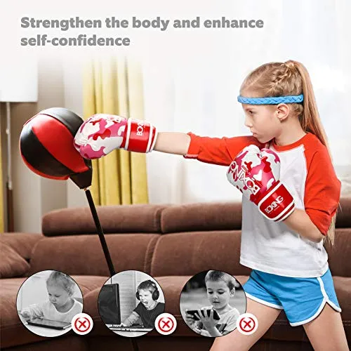 Kids Boxing Gloves, Boxing Gloves for Children 5-12 Youth Boys Girls Toddler PU Cartoon Sparring Training Boxing Gloves for Punching Bag, Kickboxing, Muay Thai, MMA (Red)