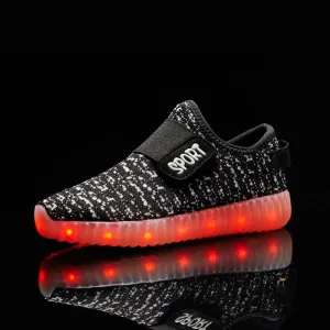 Kids Led USB Recharge Glowing Shoes Children's Hook Loop Shoes