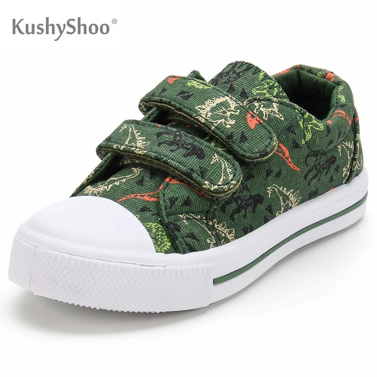 Kids Shoes Cartoon Dinosaur Printed Dual Hook & Loop Sneakers
