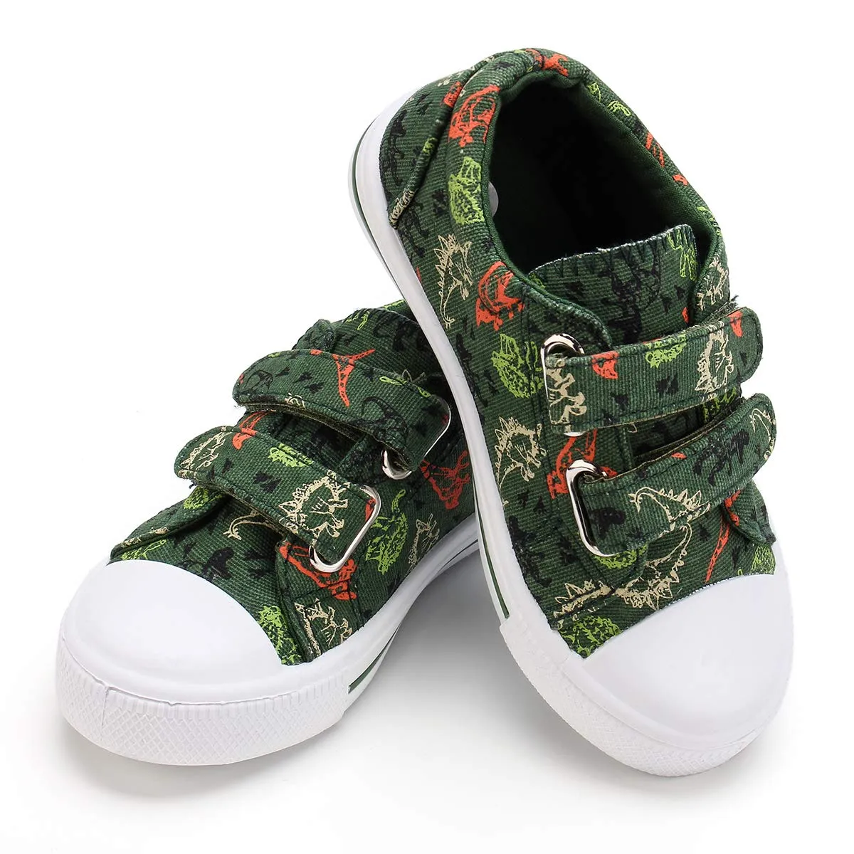Kids Shoes Cartoon Dinosaur Printed Dual Hook & Loop Sneakers