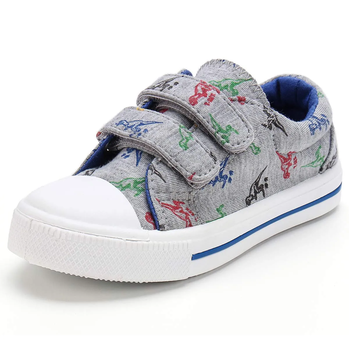 Kids Shoes Cartoon Dinosaur Printed Dual Hook & Loop Sneakers