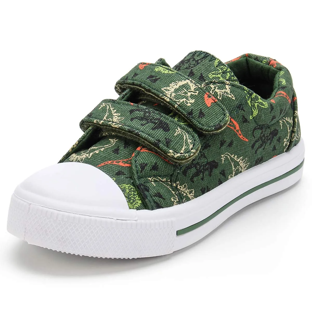 Kids Shoes Cartoon Dinosaur Printed Dual Hook & Loop Sneakers