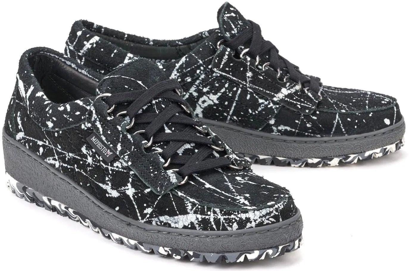 'LADY'women's mephisto originals lace-up shoe - black white mix
