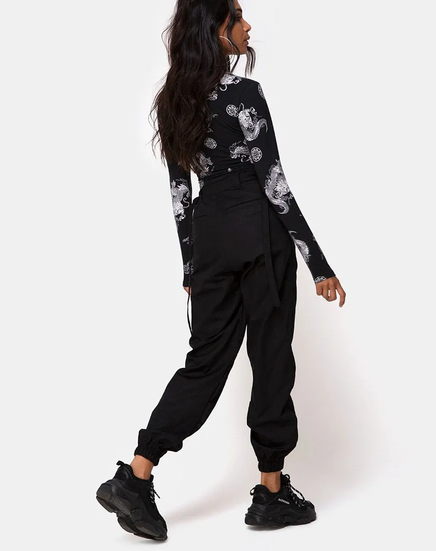 Lara Crop Top in Black Dragon