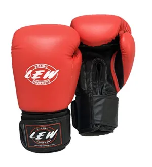 LEW Red/Black Boxing Gloves for Training/ Muay Thai/Punching Bag/Sparring with a Pair of Hand Wraps (Red, 10 OZ)