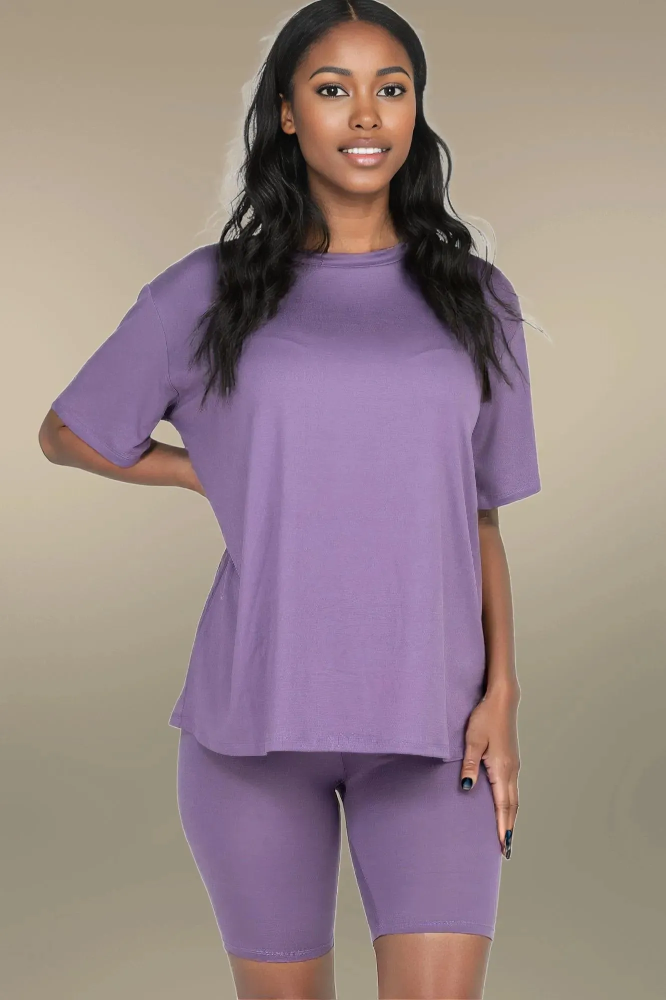 Loose Fit Top & Biker Shorts Set