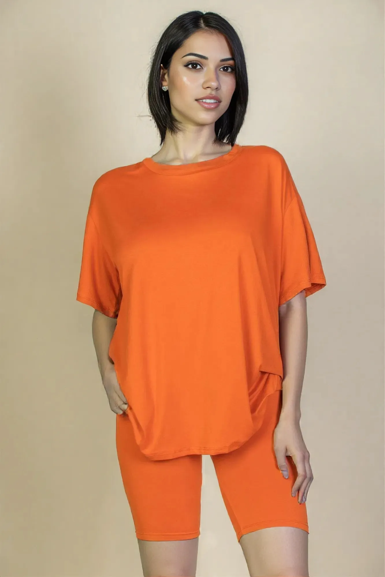 Loose Fit Top & Biker Shorts Set