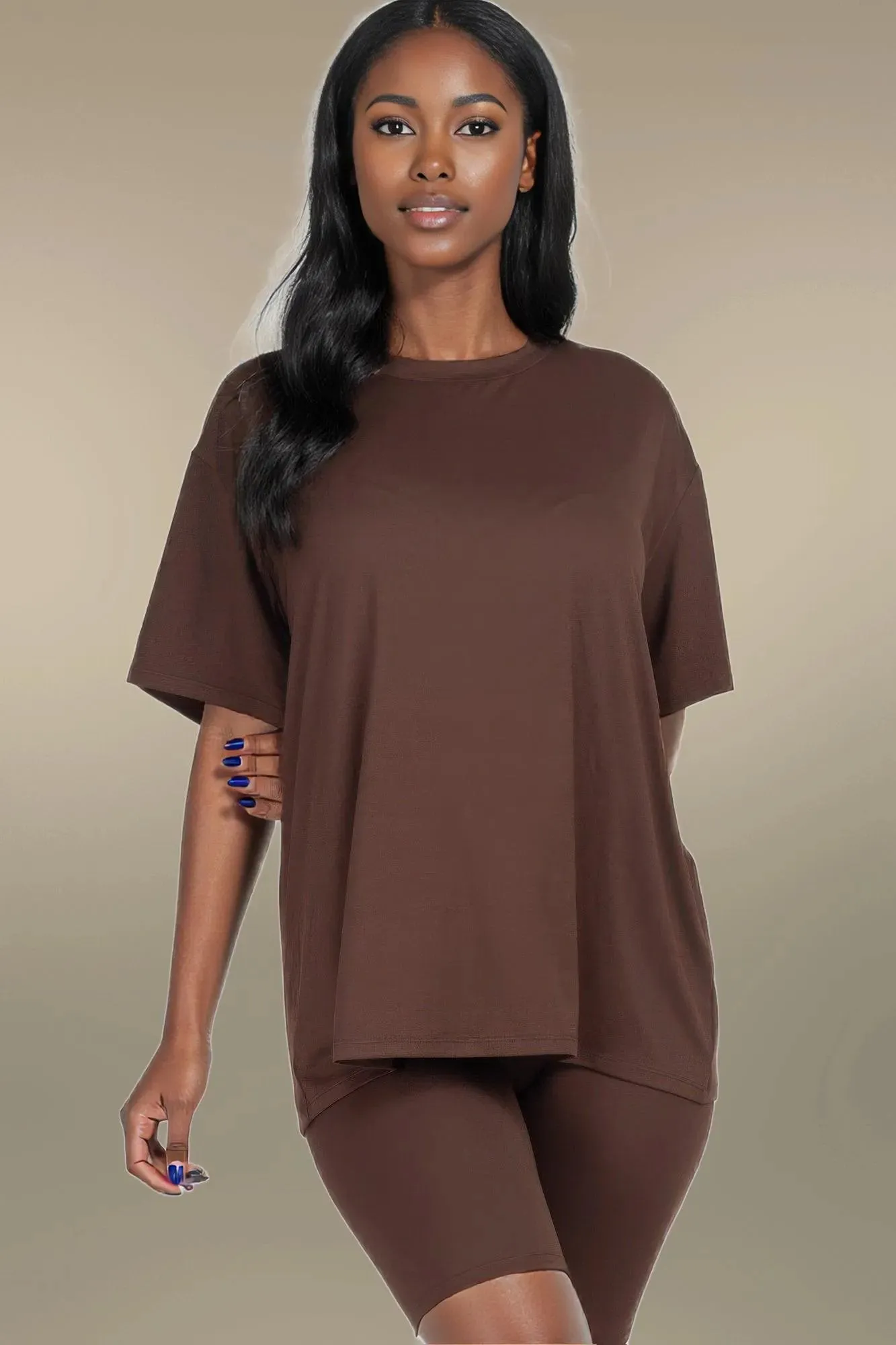 Loose Fit Top & Biker Shorts Set