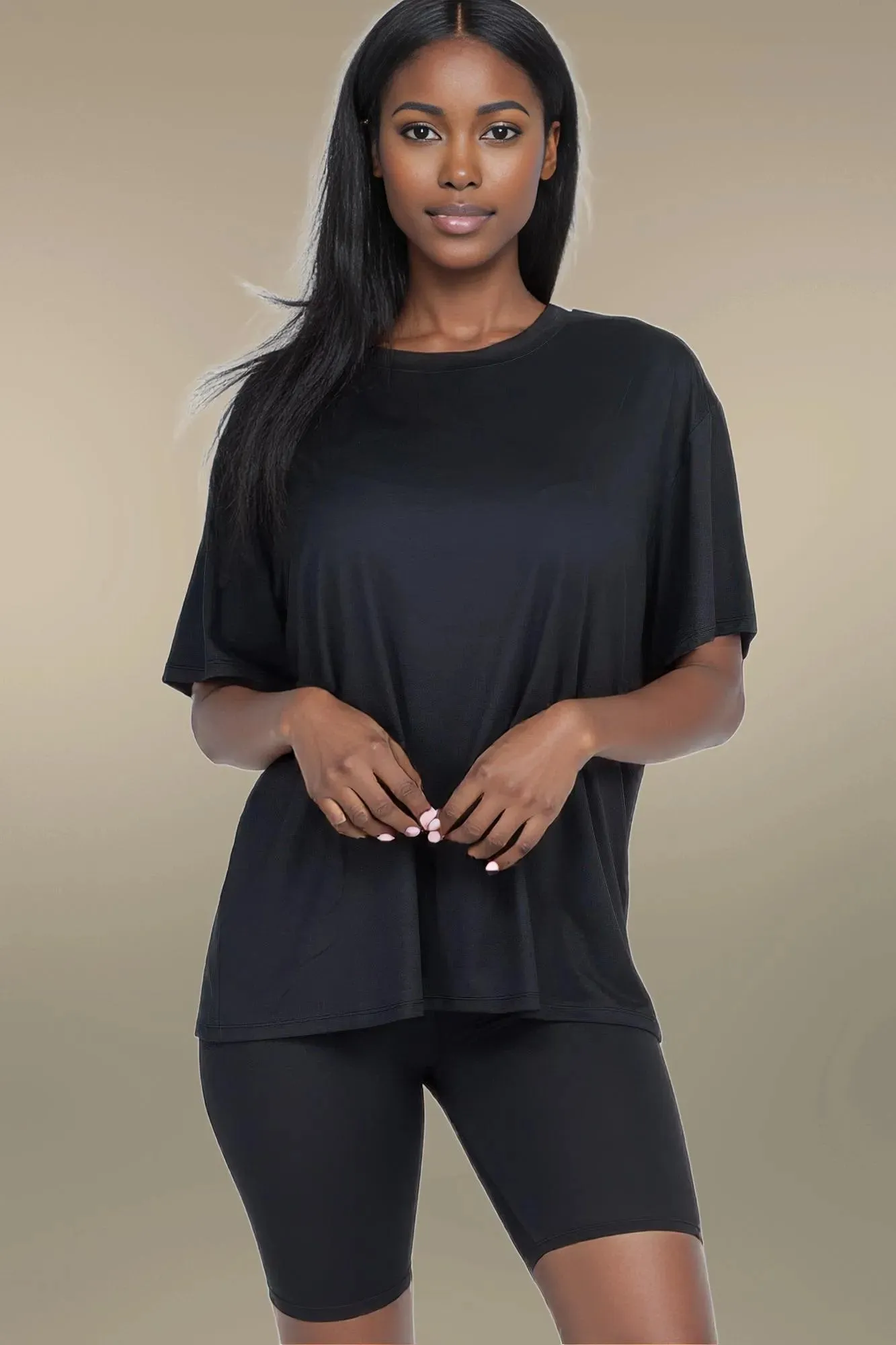 Loose Fit Top & Biker Shorts Set
