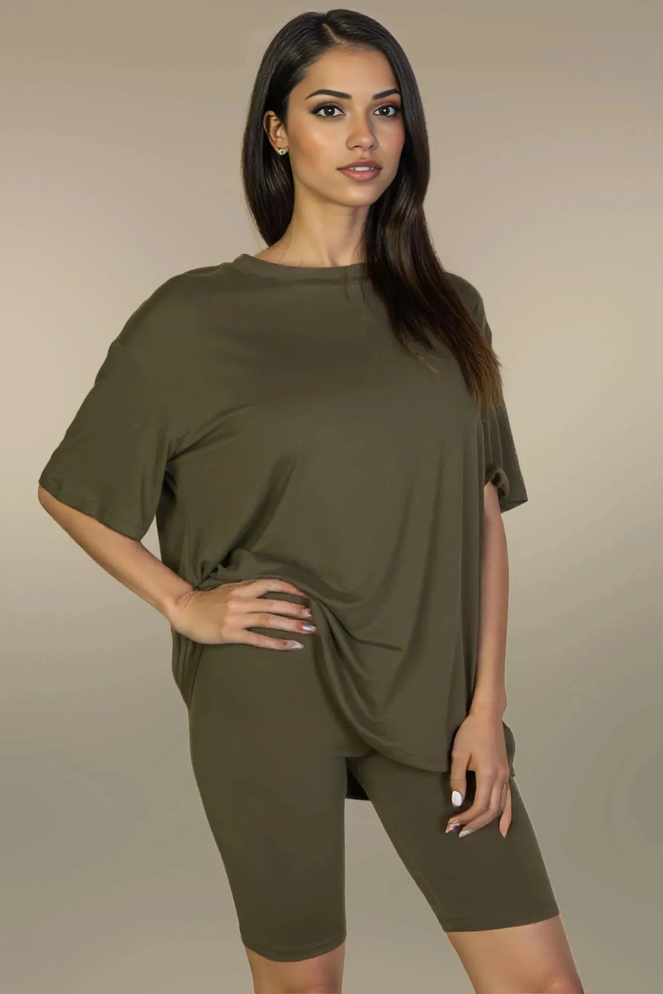 Loose Fit Top & Biker Shorts Set
