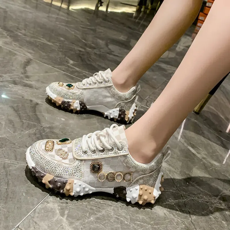 Luxury Designer Rhinestone Women's Casual Sports Shoes