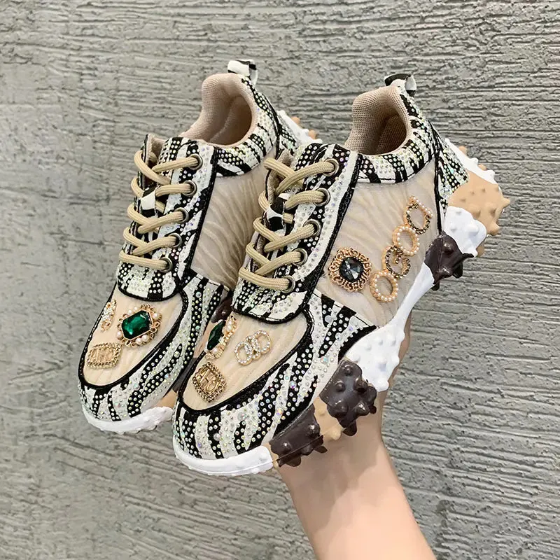 Luxury Designer Rhinestone Women's Casual Sports Shoes
