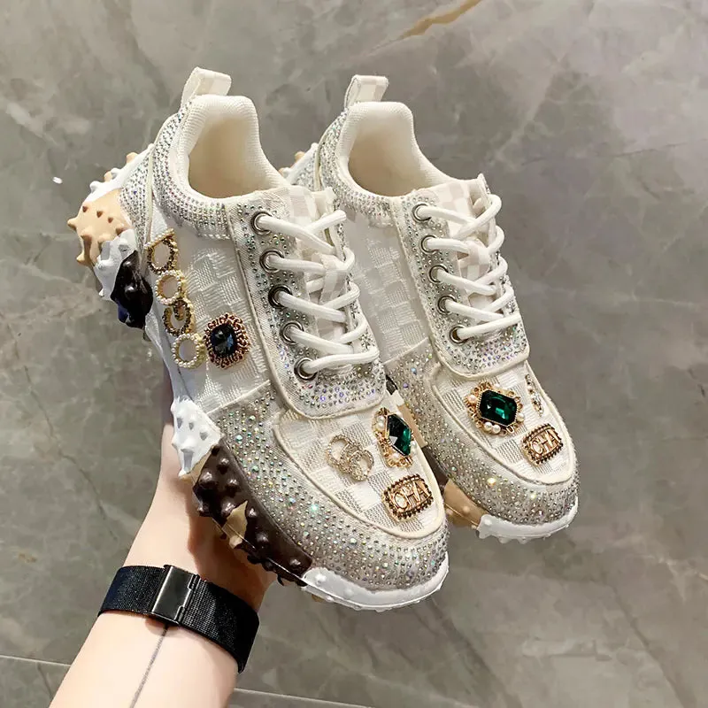 Luxury Designer Rhinestone Women's Casual Sports Shoes