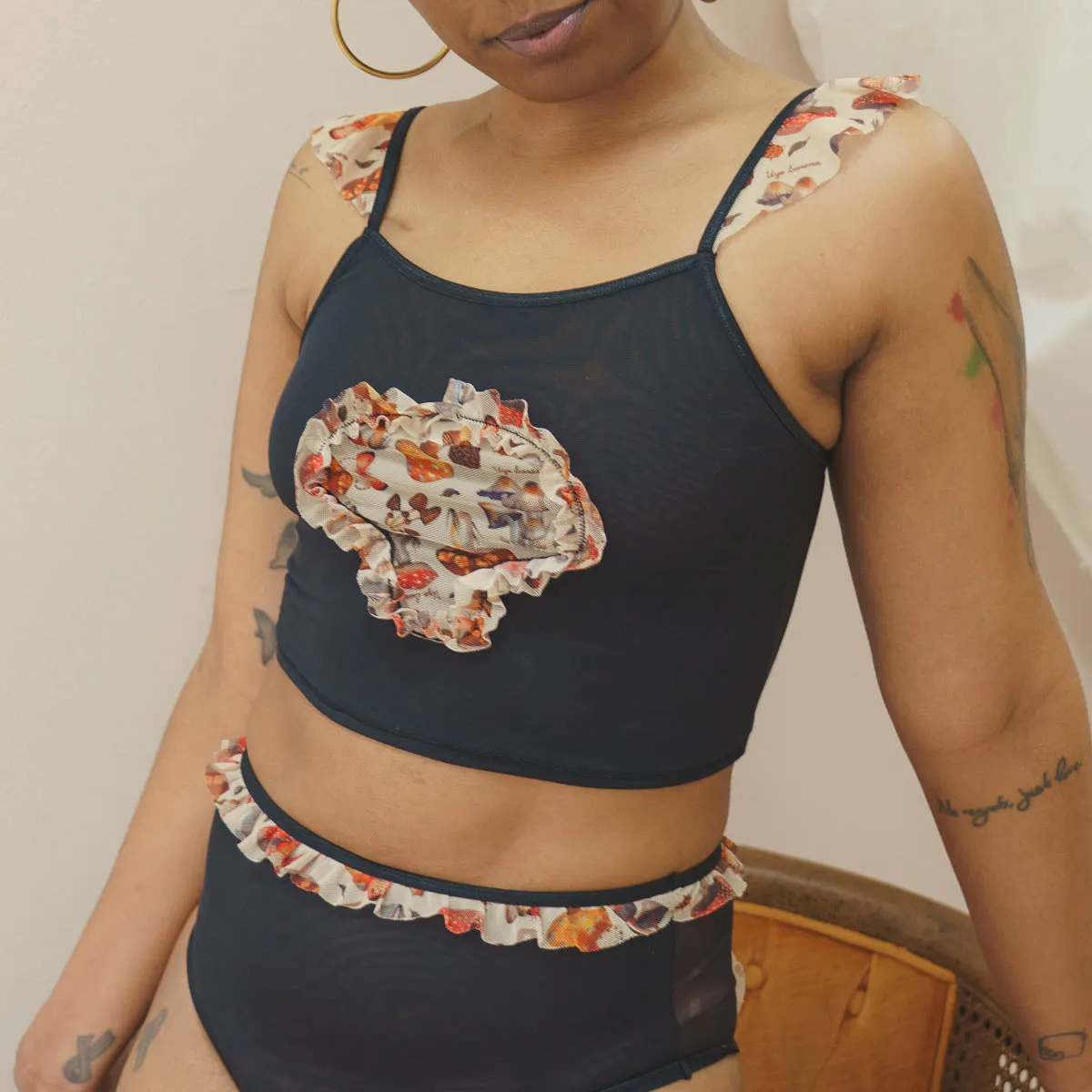 Magical Mushrooms Ruffled Crop Cami
