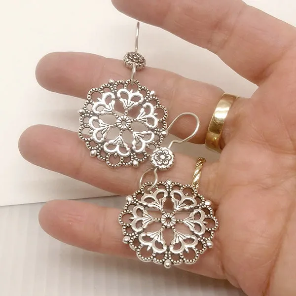 Mandala 01 Sterling Silver Earrings