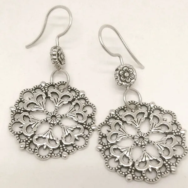 Mandala 01 Sterling Silver Earrings