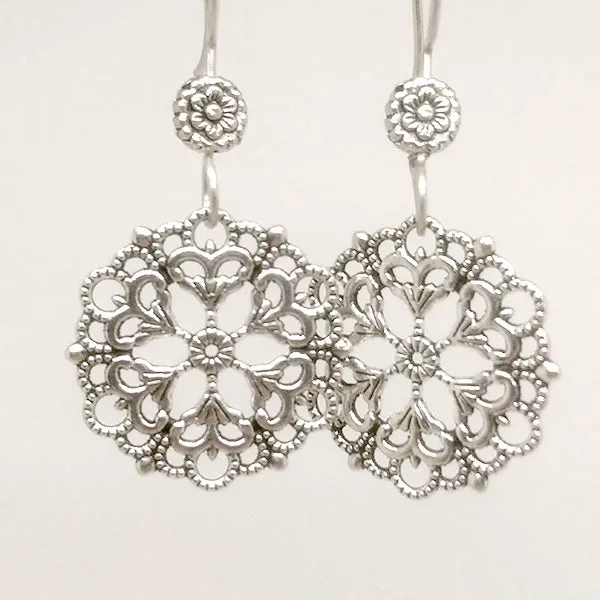 Mandala 01 Sterling Silver Earrings