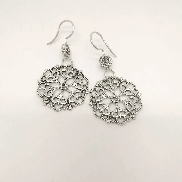 Mandala 01 Sterling Silver Earrings