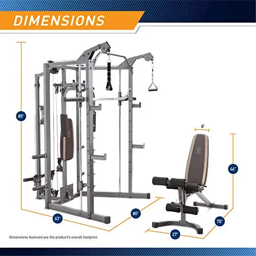 Marcy Smith Machine with Bench and Weight Bar - Home Gym Equipment SM-4008