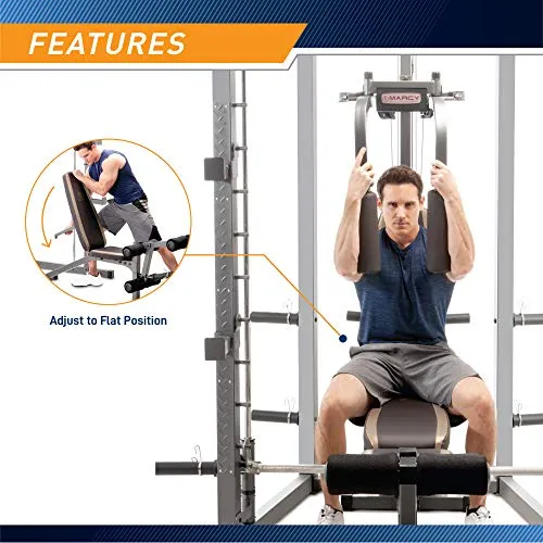 Marcy Smith Machine with Bench and Weight Bar - Home Gym Equipment SM-4008