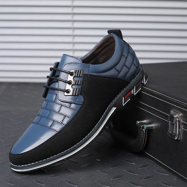 Men Leather Shoes Fashion Lace Up Flat Thick Warm Sneakers Daily Shoes