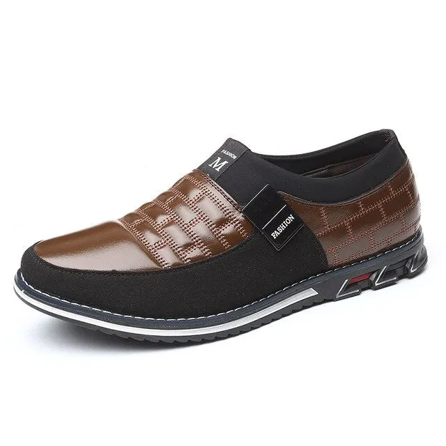 Men Leather Shoes Fashion Lace Up Flat Thick Warm Sneakers Daily Shoes