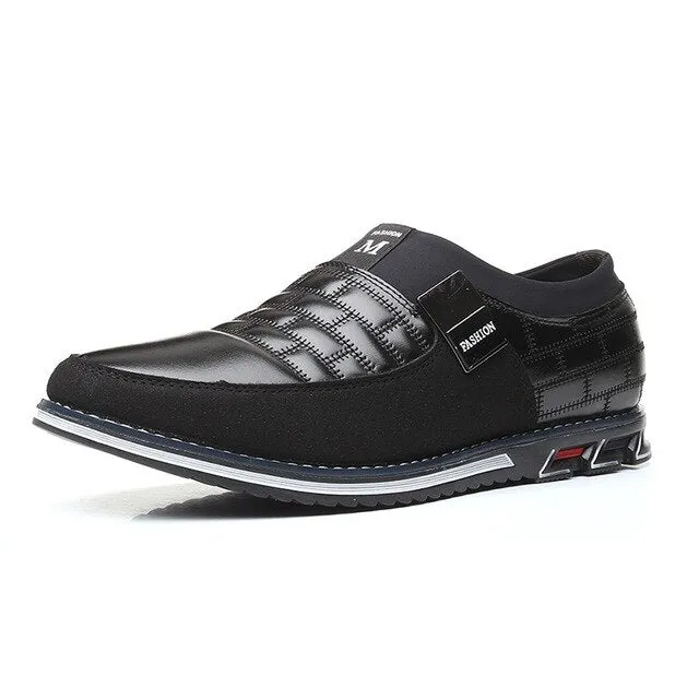 Men Leather Shoes Fashion Lace Up Flat Thick Warm Sneakers Daily Shoes
