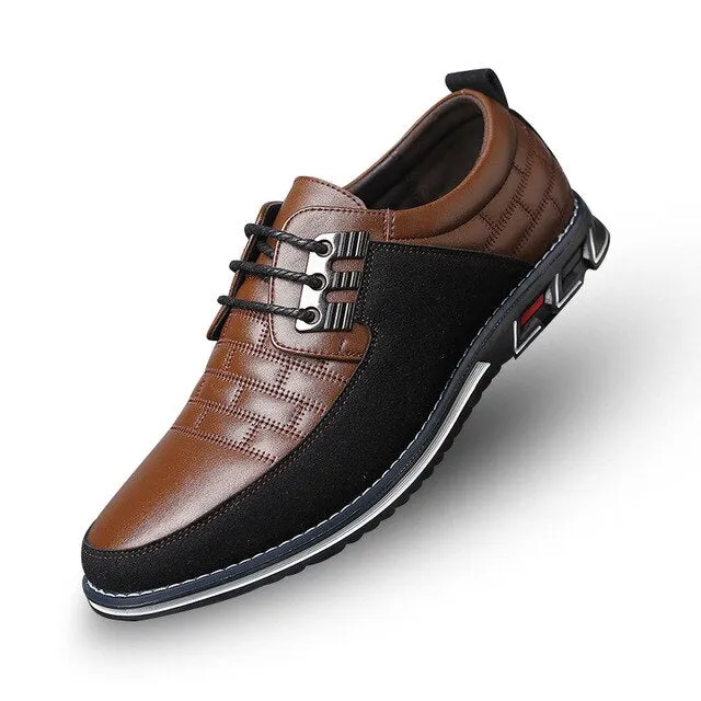 Men Leather Shoes Fashion Lace Up Flat Thick Warm Sneakers Daily Shoes
