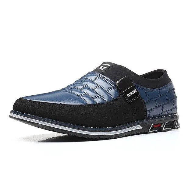 Men Leather Shoes Fashion Lace Up Flat Thick Warm Sneakers Daily Shoes