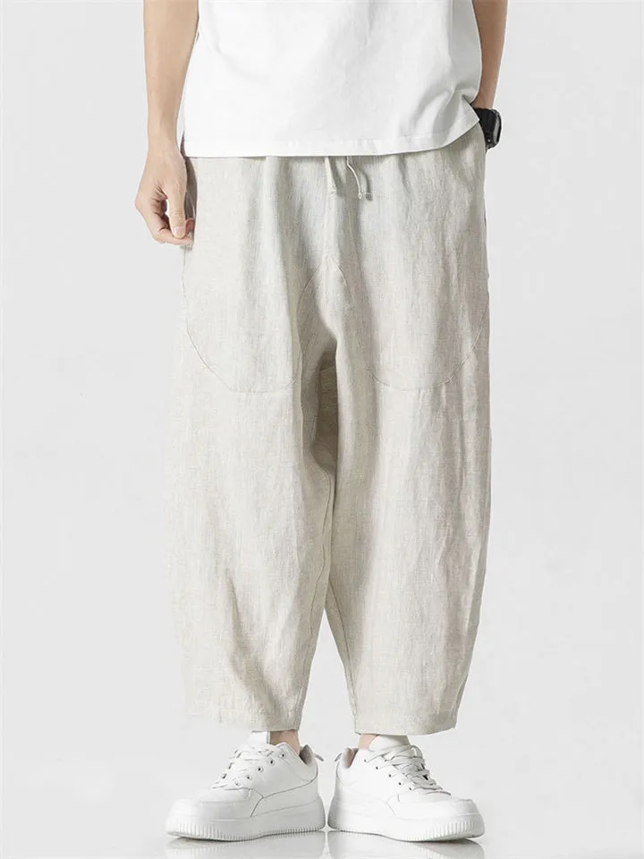 Men's Comfortable Linen Loose Solid Color Casual Pants