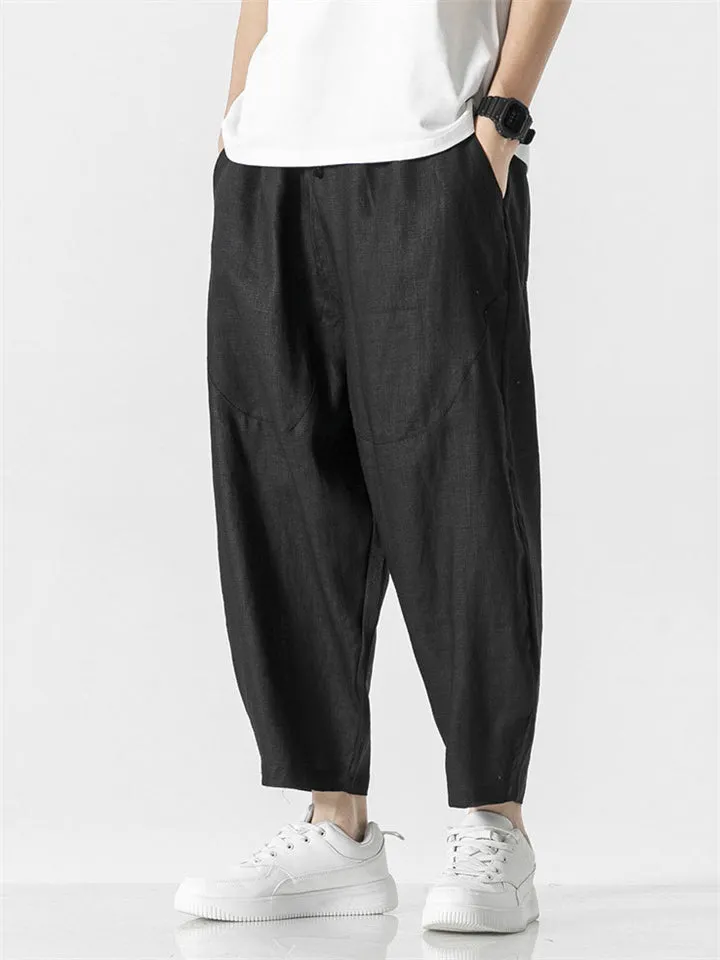 Men's Comfortable Linen Loose Solid Color Casual Pants