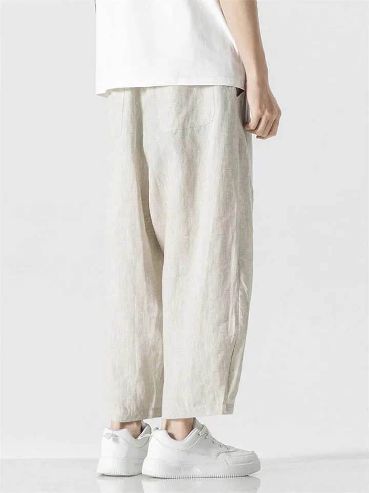 Men's Comfortable Linen Loose Solid Color Casual Pants