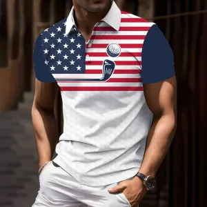 Men's Comfortable Patriotic Polo Shirts