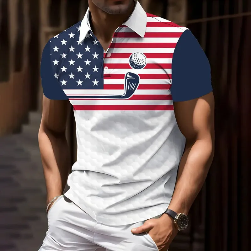 Men's Comfortable Patriotic Polo Shirts
