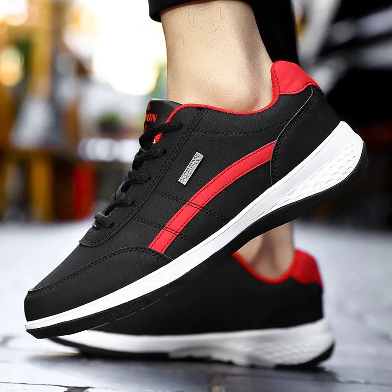 Men's Sports Casual Shoes Fashion PU Leather Shoes Flat Sneakers