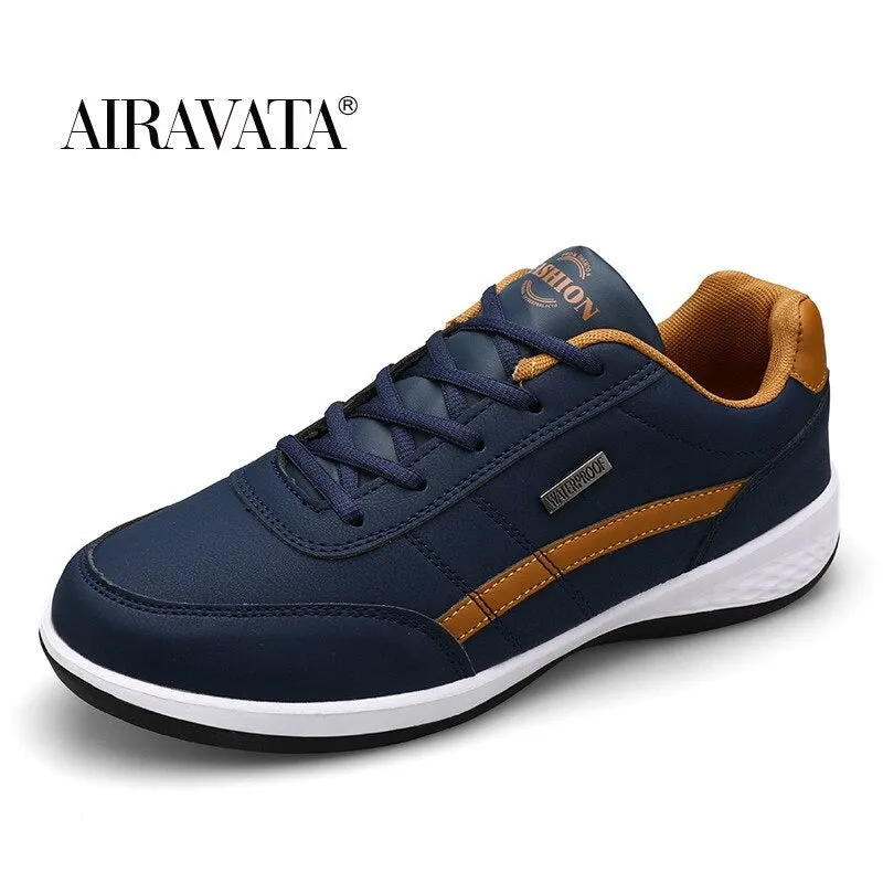 Men's Sports Casual Shoes Fashion PU Leather Shoes Flat Sneakers