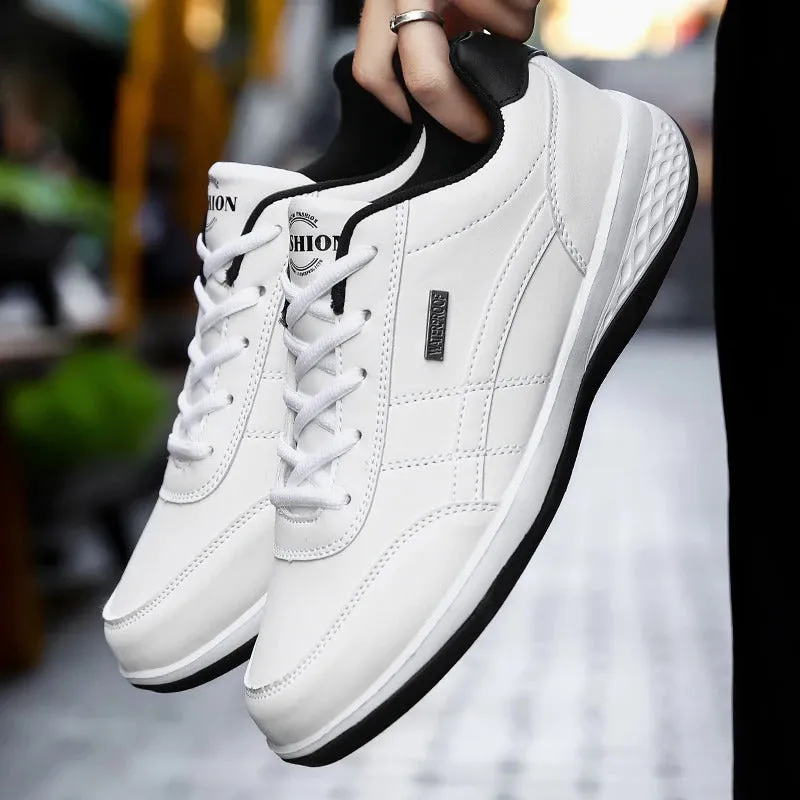 Men's Sports Casual Shoes Fashion PU Leather Shoes Flat Sneakers