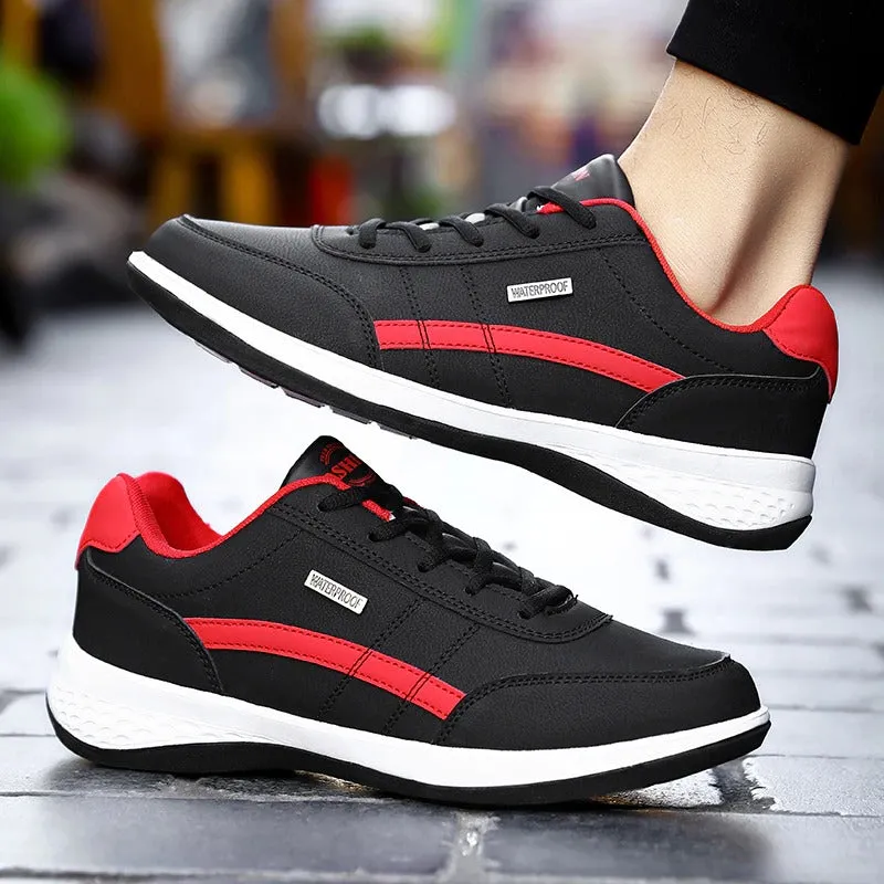 Men's Sports Casual Shoes Fashion PU Leather Shoes Flat Sneakers