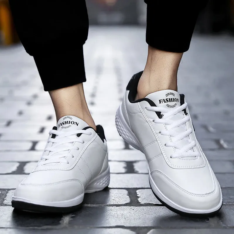 Men's Sports Casual Shoes Fashion PU Leather Shoes Flat Sneakers