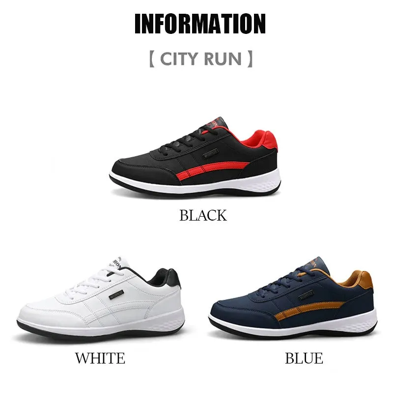 Men's Sports Casual Shoes Fashion PU Leather Shoes Flat Sneakers